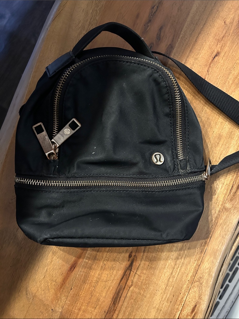 lululemon athletica Black City Adventurer Mini Backpack with Gold Hardware